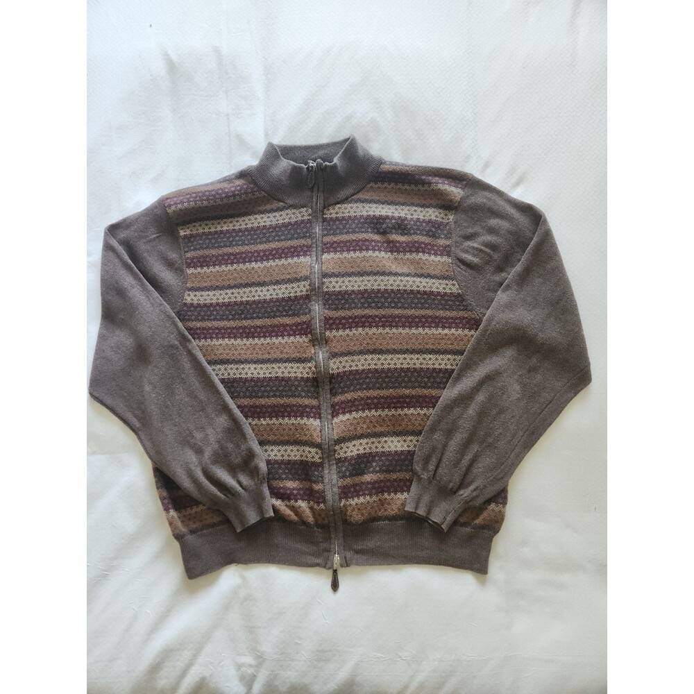 Lyle & Scott Scotland Men's XL Vintage Fair Isle Knit Grandpa Zip Sweater